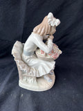 Lladro "Girl with Flowers"# 1088 Girl w/ Flower Basket & Dog Figurine *Read Description*