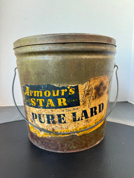 Vintage Armour’s Star Lard Metal Bucket with Lid
