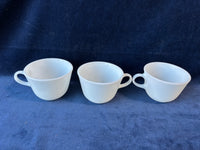 Set Of 3 Vintage Pyrex White Milk Glass Coffee Mugs/ Tea Cups
