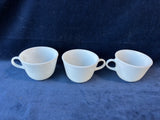 Set Of 3 Vintage Pyrex White Milk Glass Coffee Mugs/ Tea Cups