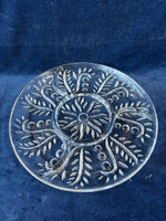 Clear Glass Folage Design Relish Platter