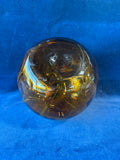 Hand Blown Deep Amber & Green Art Glass Pumpkin