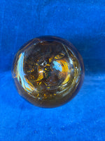 Hand Blown Deep Amber & Green Art Glass Pumpkin
