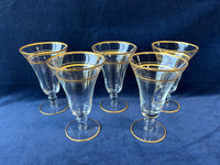 Set Of 5 Gold Trim Iced Tea Glasses