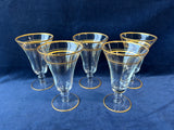 Set Of 5 Gold Trim Iced Tea Glasses