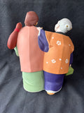 Hakata Style Clay Japanese Couple Out Walking