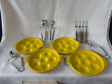 Rubel L'Escargot Service For 4 Ceramic Dishes & Accessories W/ Box
