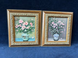 Pair Of Textured Floral Prints By Marcel Dyf