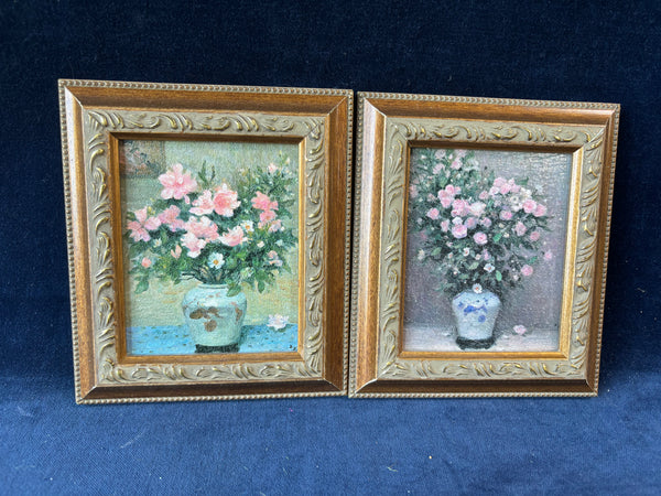 Pair Of Textured Floral Prints By Marcel Dyf