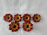 Set Of 6 Enamel Metal Daisy Napkin Rings