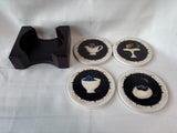 Set Of 4 Ceramic Fruit Coasters W/ Holder *Read Description*