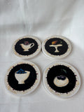 Set Of 4 Ceramic Fruit Coasters W/ Holder *Read Description*