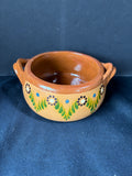 Hand-Painted Folk Art Terracotta Pottery Bowl with Handles