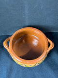 Hand-Painted Folk Art Terracotta Pottery Bowl with Handles