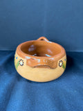 Hand-Painted Folk Art Terracotta Pottery Bowl with Handles