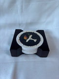 Set Of 4 Ceramic Fruit Coasters W/ Holder *Read Description*