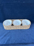 Hand-Woven Seagrass Basket with Ceramic Bowls For Chips And Dip