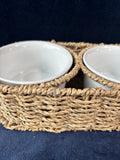 Hand-Woven Seagrass Basket with Ceramic Bowls For Chips And Dip