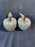 Pair Of Silver/Gold Tone Straw Apple Decor