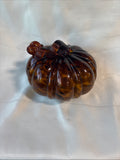 Amber/Brown Hand Blown Glass Pumpkin