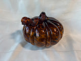 Amber/Brown Hand Blown Glass Pumpkin