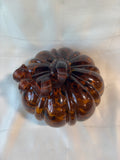 Amber/Brown Hand Blown Glass Pumpkin