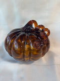 Amber/Brown Hand Blown Glass Pumpkin