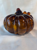 Amber/Brown Hand Blown Glass Pumpkin
