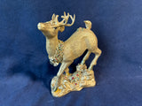 Gold Tone Resin Standing Reindeer Figurine
