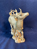 Gold Tone Resin Standing Reindeer Figurine