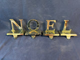 Set Of 4 'NOEL' Brass Christmas Stocking Holders