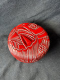 Red Carved Lacquerware Trinket Boxe (2 Available, Priced Individually)