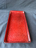 Red Rectangular Lacquer-ware Crackled Design Tray