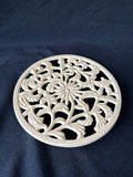 Shabby Chic White Cast Iron Trivet Floral Scrollwork *Read Description*