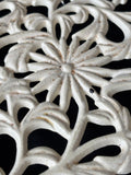 Shabby Chic White Cast Iron Trivet Floral Scrollwork *Read Description*