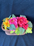 Faux Floral Arrangement in Decorative Terracotta Planter