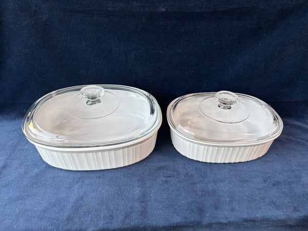 Pair Of Corning Ware French White Casserole Dishes