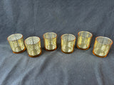 Set Of 6 Gold Tone Glass Votive Candle Holders