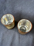 Set Of 6 Gold Tone Glass Votive Candle Holders