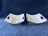 (A)Pair Of Certified International “Bronson Pinchot Home” Blue White Square Handled Serving Bowls