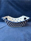 (A)Pair Of Certified International “Bronson Pinchot Home” Blue White Square Handled Serving Bowls