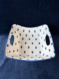 (A)Pair Of Certified International “Bronson Pinchot Home” Blue White Square Handled Serving Bowls