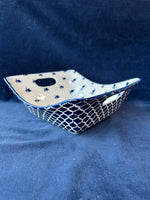 (A)Pair Of Certified International “Bronson Pinchot Home” Blue White Square Handled Serving Bowls