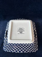 (A)Pair Of Certified International “Bronson Pinchot Home” Blue White Square Handled Serving Bowls