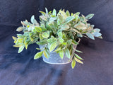 Faux Greenery Arrangement in Rustic Galvanized Metal Planter