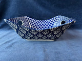 (B)Pair Of Certified International “Bronson Pinchot Home” Blue White Square Handled Serving Bowls