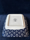 (B)Pair Of Certified International “Bronson Pinchot Home” Blue White Square Handled Serving Bowls