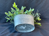 Faux Greenery Arrangement in Rustic Galvanized Metal Planter