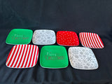 Set Of 7 Christmas Melamine Appetizer Plates *Read Description*
