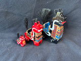 Lot Of 3 Lucky Horses Traditional Japanese Yawata Kokeshi Hand Painted Wood